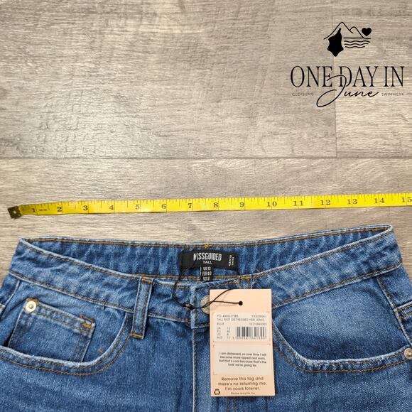 Missguided Riot Distressed Hem Jeans Size 8 - Picture 3 of 6